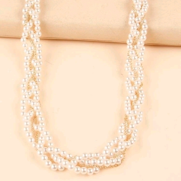 Faux white pearl beaded Gold‎ evening bridal waist wedding dress belt - Picture 8 of 15